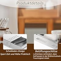 Kaffee-Klopf-Box-Behälter, Edelstahl Kaffeemühlen Klopf Box, Schublade Verdickter Espresso mit Abnehmbarer Klopfstange für Cafés, Restaurants oder Bars, 28 x 18 x 6.3cm (Silber) – Ansicht 3