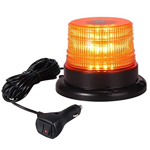 40 W Rotativo LED Luz de Advertencia Indicador Estroboscópico Flash de Emergencia con 5m cable de Mechero y Interruptor para 12V 24V Coche SUV Patrulla Caravana Remolque Camion Tractor