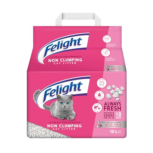 Felight | Non-Clumping Cat Litter with Antibacterial Silverfresh Technology | Prevents Odours for up to 10 Days | Made in the UK (10L Bag)
