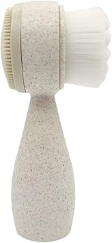 Lindo Eco Clean Face Brush, 2-in-1 Facial Cleanser, Dual-Sided Manual Exfoliating Brush, Handle Made of Natural Plant Fibers, Vegan, for Deep Cleansing & Gentle Exfoliation Mini Beige