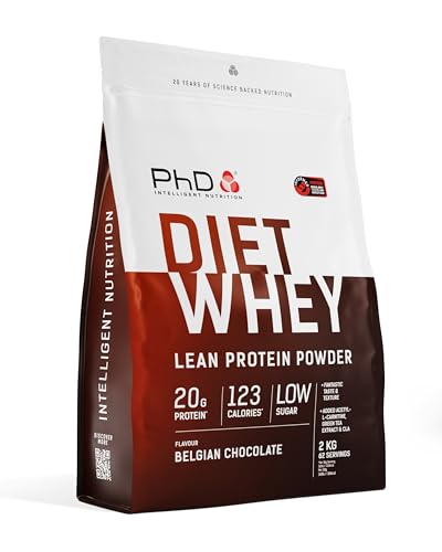 PhD Nutrition Diet Whey Protein Pulver 2kg Belgische Schokolade, Kalorienarmes High Protein Eiweißpulver zur Diät Unterstützung mit 16g Eiweiß pro Portion