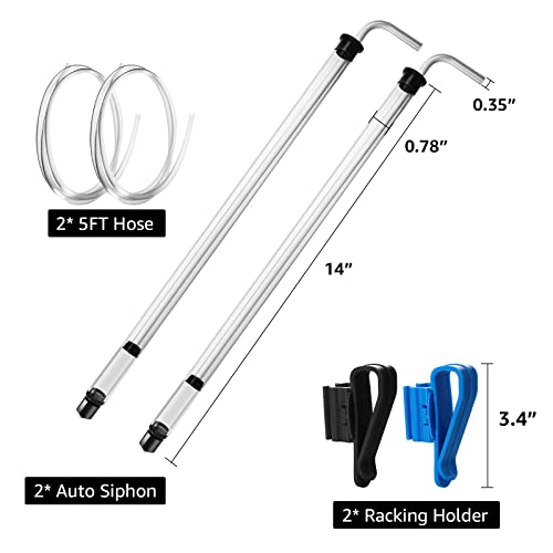 2 Pcs Auto Siphon Regular Siphoning Kit Wine Bottle Filler Transfer Pump Wine Bottling Siphon Beer Bucket Homebrew Siphon For Small Batch Pump Beer Siphon 3/8 Auto-Siphon 5Ft Hose + Clamp #TOP2