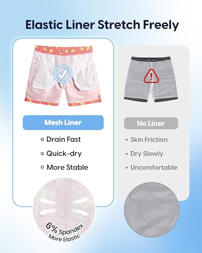 Image of maamgic Mens Swim Trunks 5 Inch with Mesh Lining, Quick Dry Mens Bathing Suit, Swim Shorts for Swimming and Beach