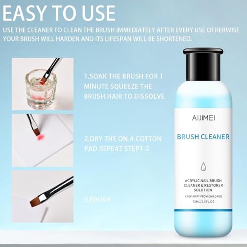 Image of Acrylic Nail Brush Cleaner 2.5FL.OZ 75ML Acrylic Brush Cleaner Liquid Acrylic Nail Brushes Nail Art Tools for Salon Home Use Acrylic Paint Brush Cleaner-75ml