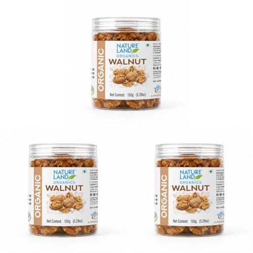 Image of Natureland Organics Walnuts (Akhrot) 150 Gm - Without Shell (Pack of 3)