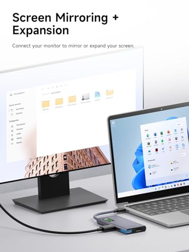 Image of Hagibis USB C Hub with LCD Display Type C Docking Station Multiport Adapter 4K@60Hz HDMI,100W PD Gigabit Ethernet for MacBook Pro iPad Laptop (6in1)