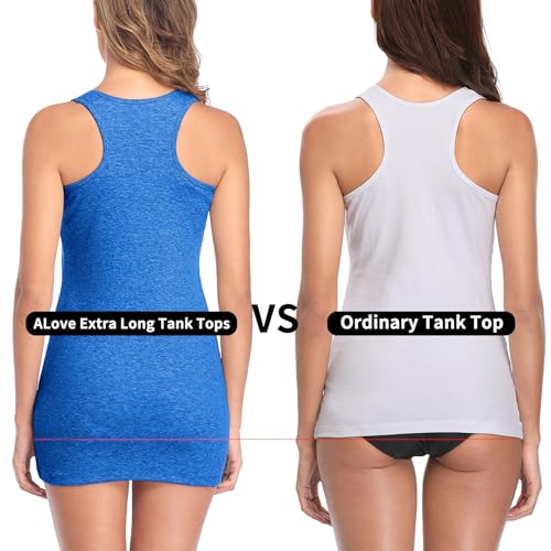 Image of ALove Womens Extra Long Tank Tops with Shelf Bra Ribbed Camisoles Undershirts