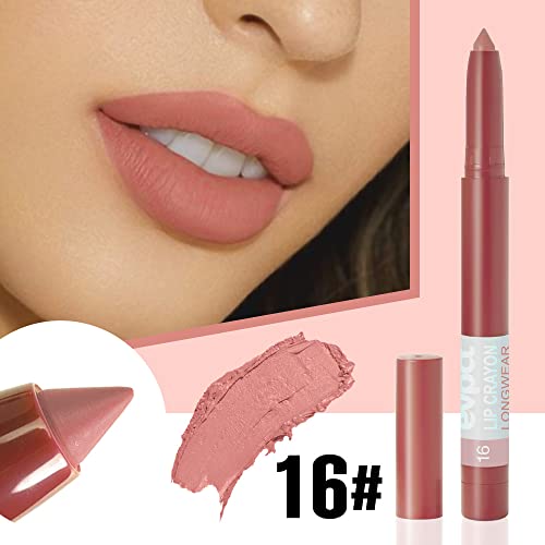 Evpct 3Pcs Nude Beige Orange Brown Matte Lipstick And Lip Crayon Stick Liner Pencil Set Sharpener Waterproof Long Lasting 24 Hours Lipstick Lip Liner Crayon Labiales Mate 24 Horas Originales 16&17&18 #TOP2