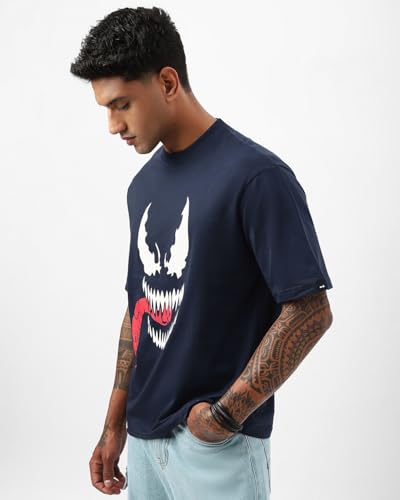 Image of Bewakoof Men's Cotton Graphic Print Oversized Fit T-Shirt