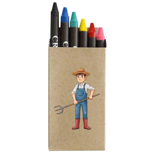 Azeeda 'Farmer with Pitchfork' Coloured Crayon Set (CY00039251)