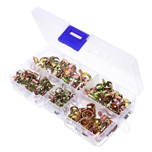 NAMOARLY 75Pcs Hose Clamp Elastic Buckle Low Pressure Clips for Automotive Lines Air Hoses and Tubes to Sturdy Storage Case