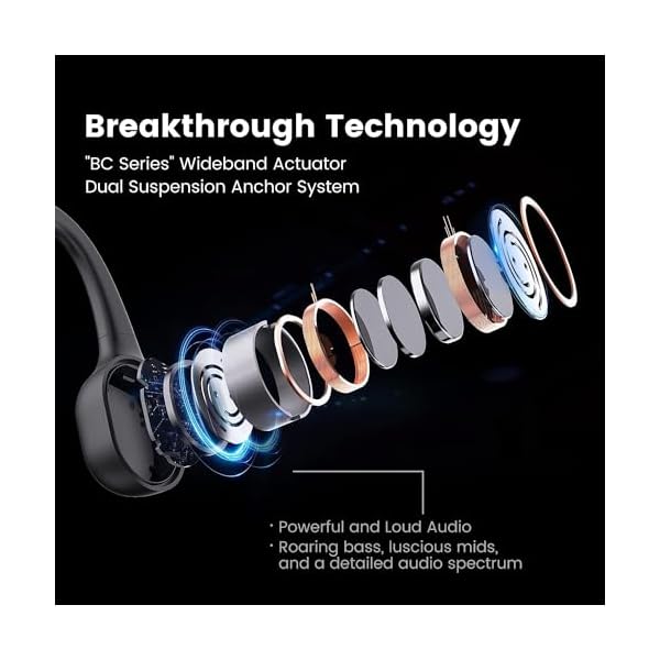 Run Plus Bone Conduction Headphones, IP68 Waterproof Swimming Headphones, Open Ear Bluetooth Headphones with Mic and 32GB MP3, Wireless Sports Headphone for Running, Swimming, Cycling, Black - Image 6