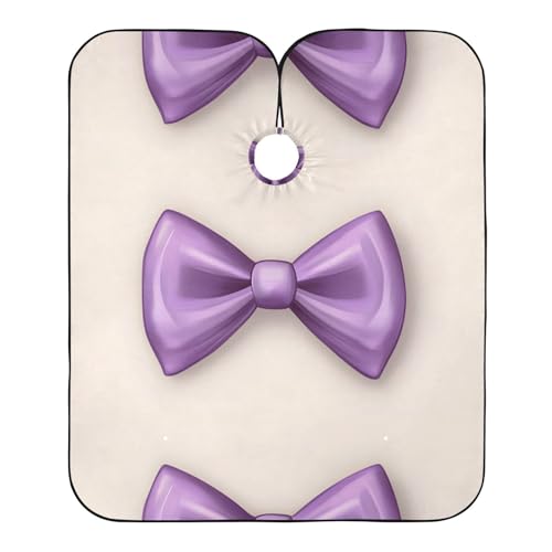 Hezely Purple Bow Hair Dye Cape, Barber Cape for Adults,Waterproof Salon Cape,Waterproof Hairdressing Styling Hair Cutting, 65