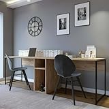 Dmora Annis, Mehrzweck-Schreibtisch, Bürotisch, PC-Tisch, Arbeitsplatte, 240 x 60 x 74 cm, Eiche, Melaminplatte 18 mm, Metall