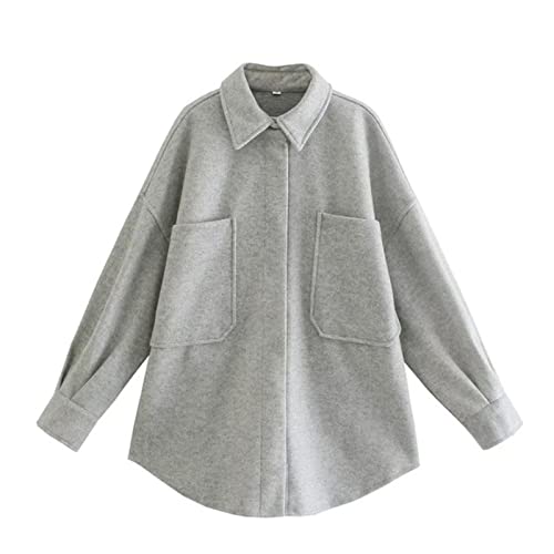 Chemise manteau femme vintage en taille M avec grandes poches couleur 2