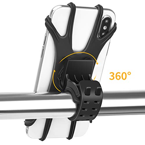 Lidasen Bike Phone Holder, 360 °Rotation Adjustable Detachable Universal Silicone Bicycle/Motorcycle Phone Mount for iPhone 11 Pro Max/XS Max/XS/XR/8/8 Plus/7, 4"-6.5" Phones (Black)