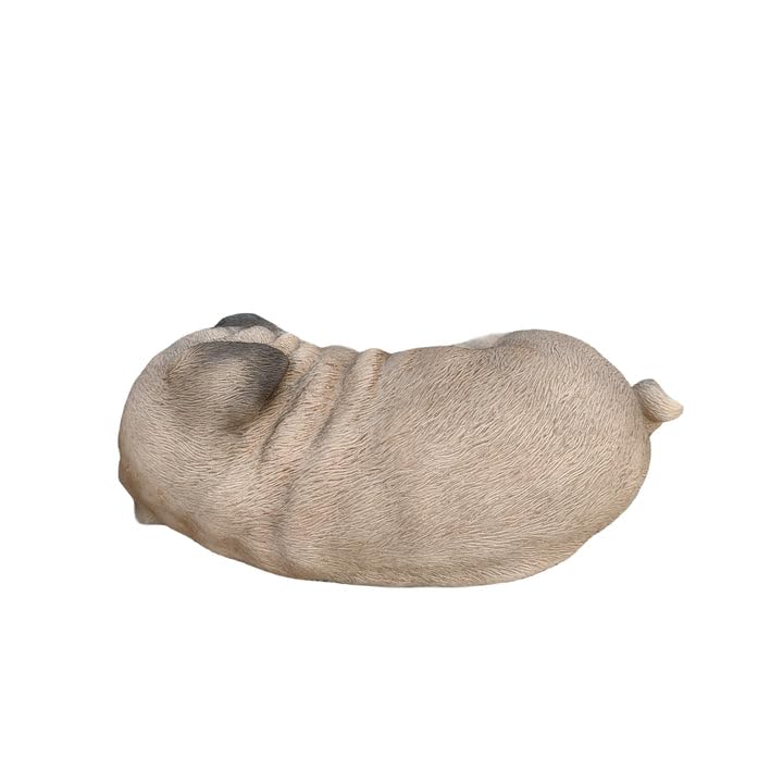 Figura de Pug Durmiendo en Resina Marrón para Jardín miniatura 4