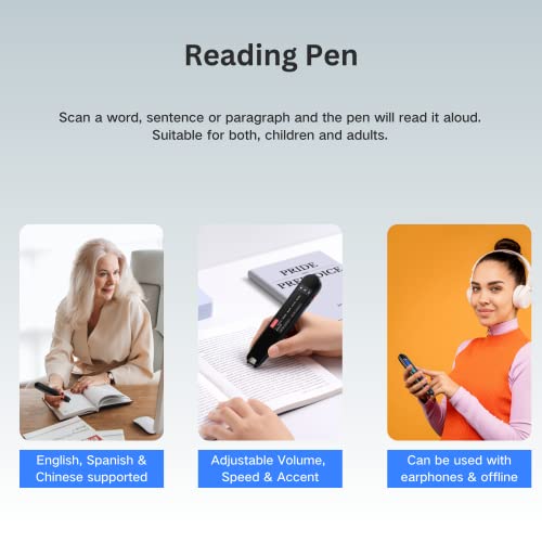Youdao Dictionary Pen 3 | Scanning Pen For Dyslexia, Translator & Language Learning Pen For Chinese, Spanish & English | Exam Reader Pen | Electronic Dictionary 2.7.0 & 2.7.1 System #TOP5