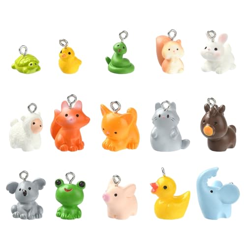 DanLingJewelry 30Pcs Mixed Styles Opaque Resin 3D Animal Charms Cute Farm Zoo Forest Animal for DIY Keychains Jewelry Making