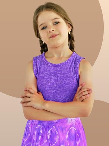 2 Pack Girls Athletic Crop Tank Tops Dry Fit Sleeveless Workout Dance Racerback Tank Tops Performance Top for 5-14Y4