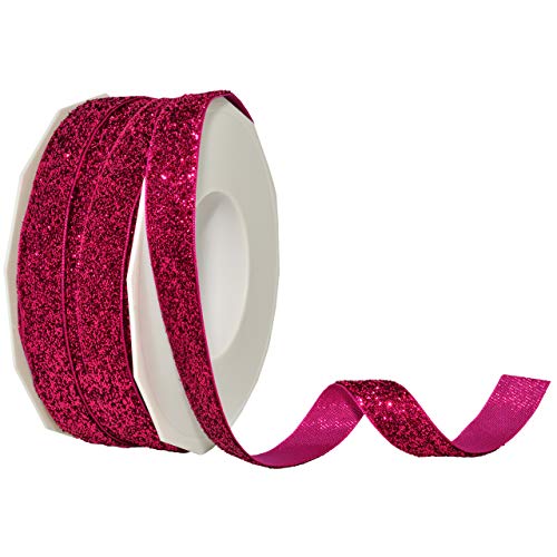 Ruban rouge cerise Morex Ribbon 987 en velours haut de gamme et paillettes scintillantes