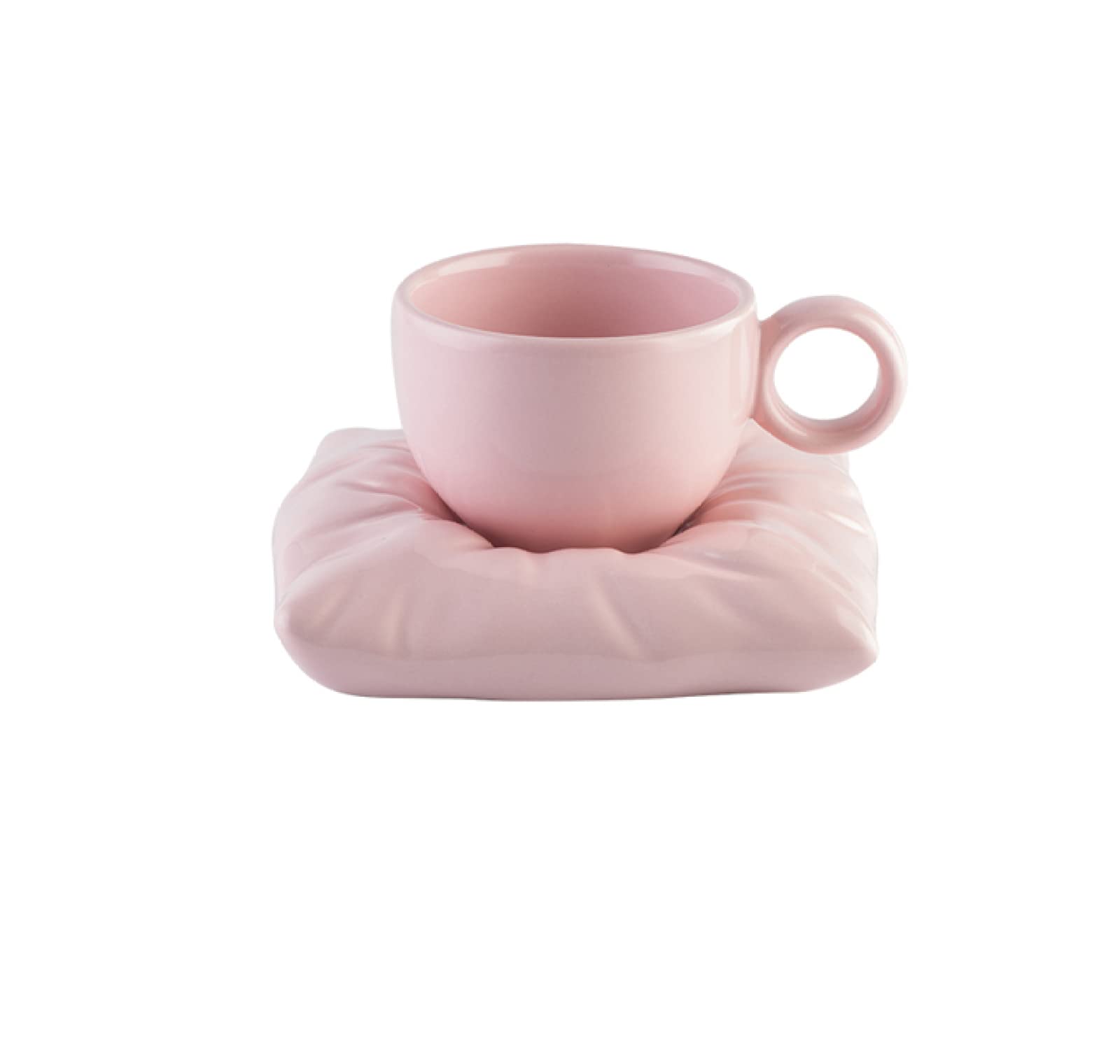 Tazza da caffè in ceramica Tazza con cuscino rosa con piattino Tazza da tè Tazza da caffè in ceramica Tazza Regalo per ufficio e casa