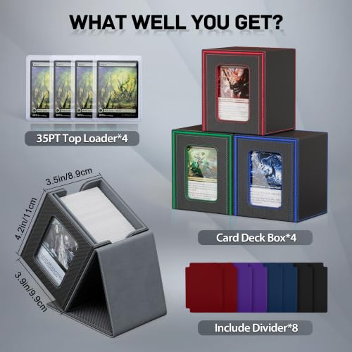 Image of ZLCA 4 PCS MTG Commander Deck Box, Holds 110+ Double Sleeved Cards