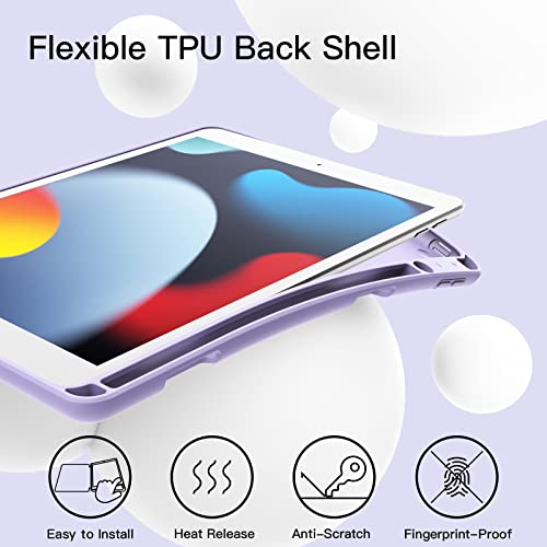 Coque iPad 10.2 JETech violet clair avec porte-stylet pour tablettes 9/8/7 génération