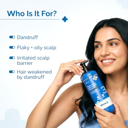 Image of The Derma Co Triple Actives Anti-Dandruff Shampoo | Up To 100%* Dandruff Reduction | 2% Salicylic Acid + 1% Climbazole + 1% Piroctone Olamine & Menthol | ZPTO-Free | pH 5.5, Non-Drying & Sulphate-Free formula | Suitable for Men & Women | 400 ml
