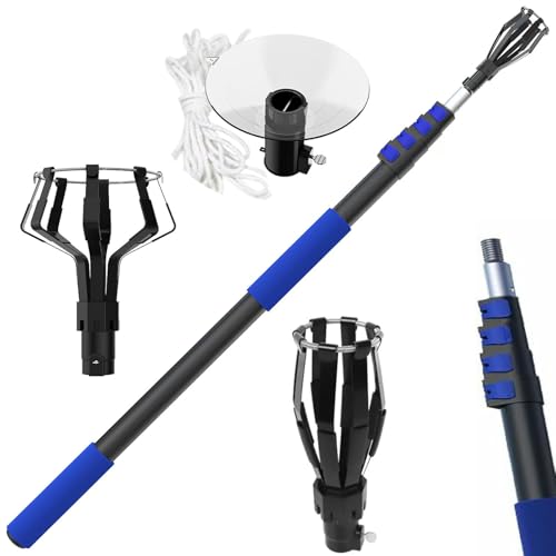 CANVVICH 28FT Reach Light Bulb Changer Pole for High Ceilings 5-20FT Aluminum Telescopic Extension Pole + Baskets + Suction Cup Light Bulb Telescoping Remover Tool Household Extender Kit