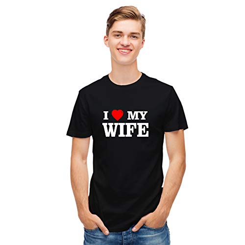 Image of Uniplanet Store Cotton Half Sleeve Couple Mix by Designs Black T-Shirt