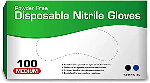 Nitrile Gloves, Disposable Gloves, Comfortable, Powder Free, Latex Free | 100 Pcs (Medium) Color may vary