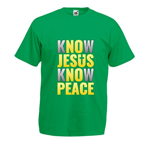 Image of lepni.me Mens T-Shirt Know Jesus Know Peace! Jesus Saves Easter Gift (XXL Green Multi Color)