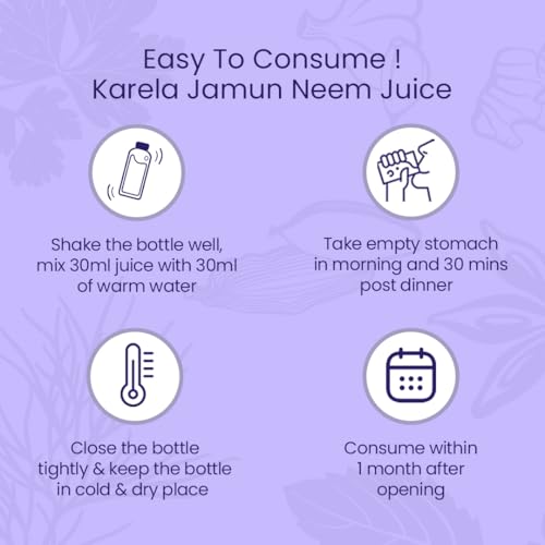 KRISHNA'S HERBAL & AYURVEDA Krishna'S Karela Jamun Neem Juice-1000 Ml Blend Of Fresh Karela, Neem Juice & Jamun Seeds Ayurvedic Solution For Balancing Sugar Levels, Pack Of 1
