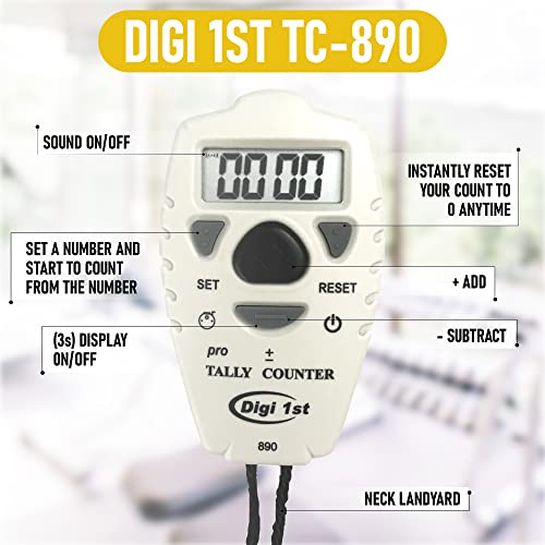 Digi 1St Tc-890 Digital Tally Counter, Electronic Up Down Clicker Counter, Add/Subtract People Counter, Handheld Pitch Counter For Golf, Lap & Knitting #TOP3
