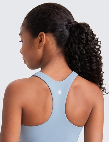 Image of CRZ YOGA Girls Butterluxe Double Lined Tank Top | Dance, Extremely Soft, Tight Fit, Waist Length, High Neck, Athletic, Sleeveless Shirts for Teen