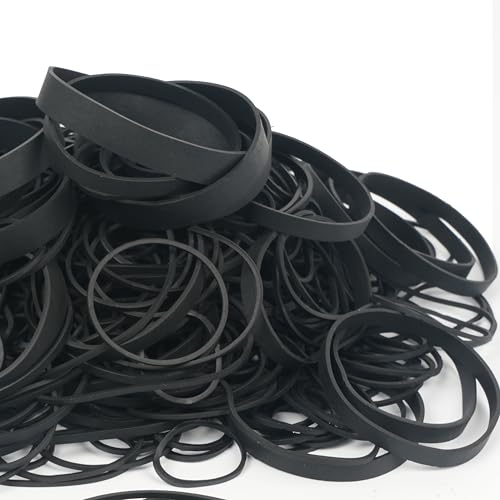 Gummiband, verschiedene Größen, Nettogewicht: 190 g, schwarz, elastische Bänder für Bürobedarf, 40 mm, 60 mm, (80 x 3 mm), (90 x 6 mm), (90 x 12 mm), (120 x 1,5 mm)
