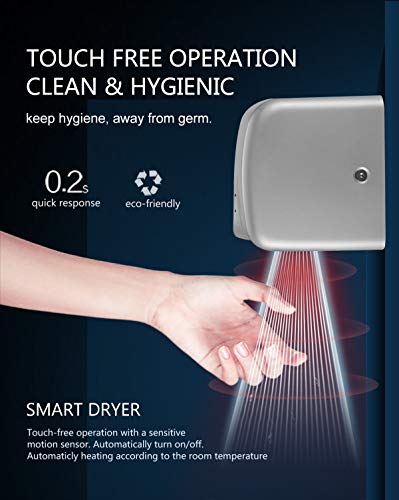 AIKE AK2803K Mini Automatic Hand Dryer for Household High Speed 1150W, Silver ABS Cover.