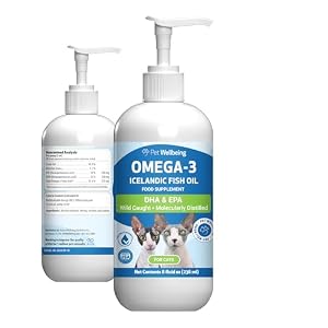 Pet Wellbeing Omega-3 Icelandic Fish Oil for Cats – Wild-Caught, Cold-Water Fish, Healthy Skin and Coat, Joint Health and Mobility, Fatty Acids, Anchovies, Sardines – EPA, DHA – 8 fl oz (236 ml)