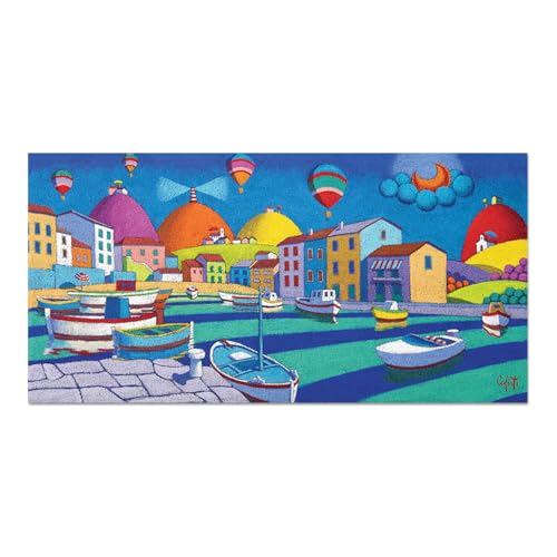 Giallobus - Quadro - Stefano Calisti - Mare barche mongolfiere - Vetro acrilico - 140x70 - Pronto da appendere - Quadri moderni per la casa