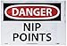 NMC D455PB OSHA Sign, Legend "DANGER - NIP POINTS", 14" Length x 10" Height, Pressure Sensitive Vinyl, Black/Red on White