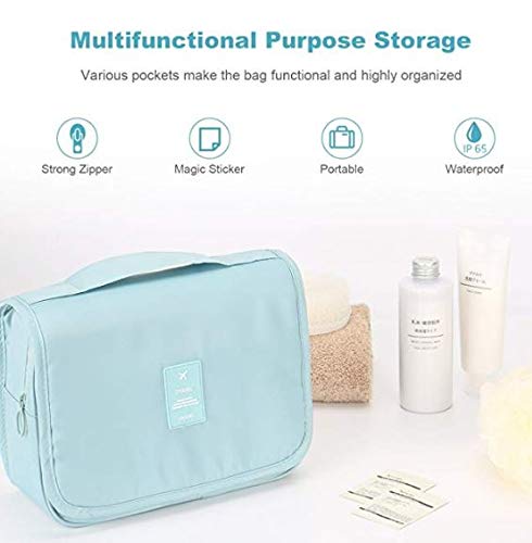 Image of Handcuffs Polyester Toiletry Kit Bag | Makeup | Pouch | Travel | Cosmetic | Storage | Organizer | Hanging | Grooming | Professional | Make Up | Artist | Case (Sky Blue, 9.5 Cm, 24 X 20 X 9.5 Cm)