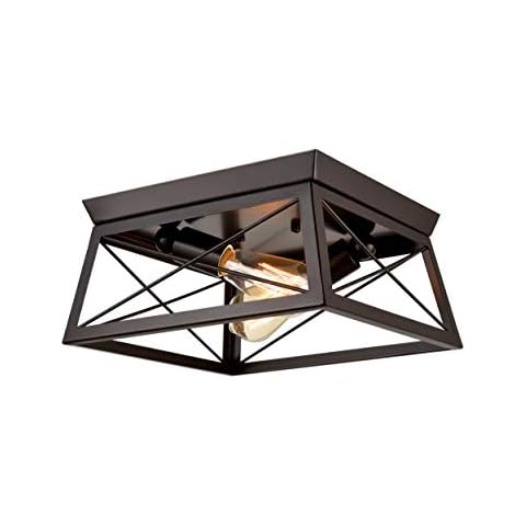 DANSEER Lighting Industrial Flush Mount Ceiling Light Fixture Oil Rubbed Bronze 2 Light Cover