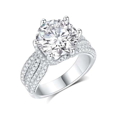 3ct Moissanite Engagement Rings for Women, 9MM Center Stone, D Color VVS1 Round Lab Created Moissanite Wedding Promise Proposal Rings for Women Her, Anniversary Luxurious Bridal Gift