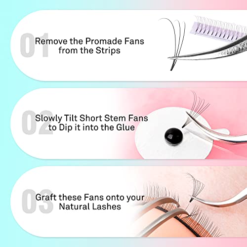 Eyelash Extensions 3D 4D 5D 6D 7D 10D Thickness 0.05/0.07/0.1 C/D Curl Eyelashes Short Stem Heat Bonded Premade Fans Russian Volume Pre-Fanned Lash Extensions Supplies (5D-0.07-C-8-15Mm) #TOP4