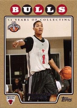 2008-09 Topps Gold Basketball #196 Derrick Rose Rookie Card - Only 2,008 made!
