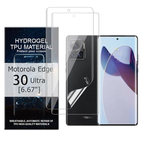 Glcrrpu 2 protectores de pantalla de hidrogel para Motorola Edge 30 Ultra[6,67 pulgadas], lámina de hidrogel flexible, transparente, TPU, HD