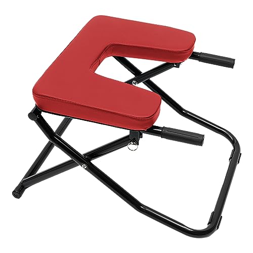 YUASDUU Yoga Headstand Bench, Multi-Functional U-Shaped Stool Chair 330.7 LBS Capacity Double Armrest Yoga Inversion Chair Headstand Trainer for Relieve Stress Improve Sleep & Digestion (Red)