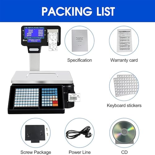Báscula electrónica comercial con impresora y doble pantalla miniatura 7