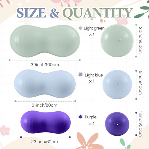Image of Jexine Peanut Ball Set for Kids Yoga Balance Exercise Ball for Pregnancy & Home Gym, Includes 1 Pump & Different Size Options